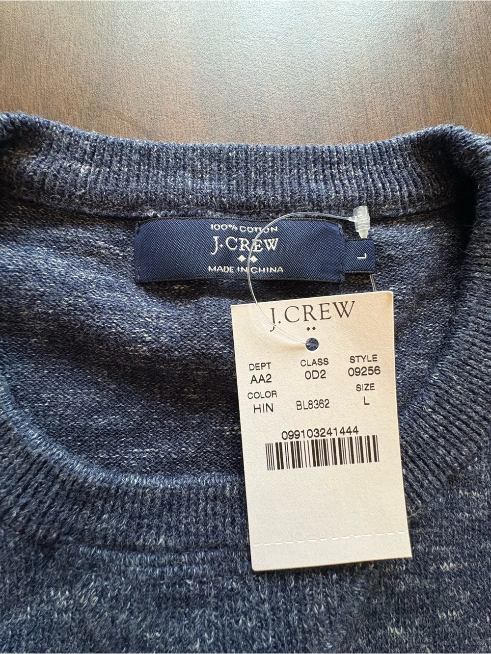 NWT J. Crew Factory Men's Marled Navy Crewneck Sweater - Picture 2 of 4